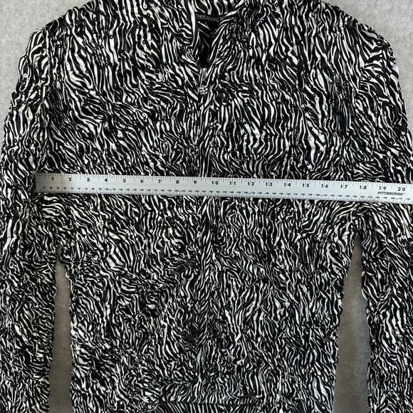Adressing Jacket Womens Medium Black White Zebra Print Sequins Crinkle Embellish - Picture 9 of 14